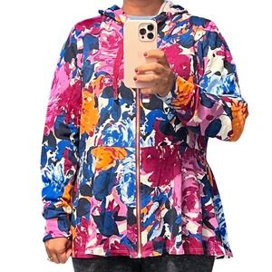 Isaac Mizrahi Live ! Hooded Peplum Sweater Multicolor‎ Size L